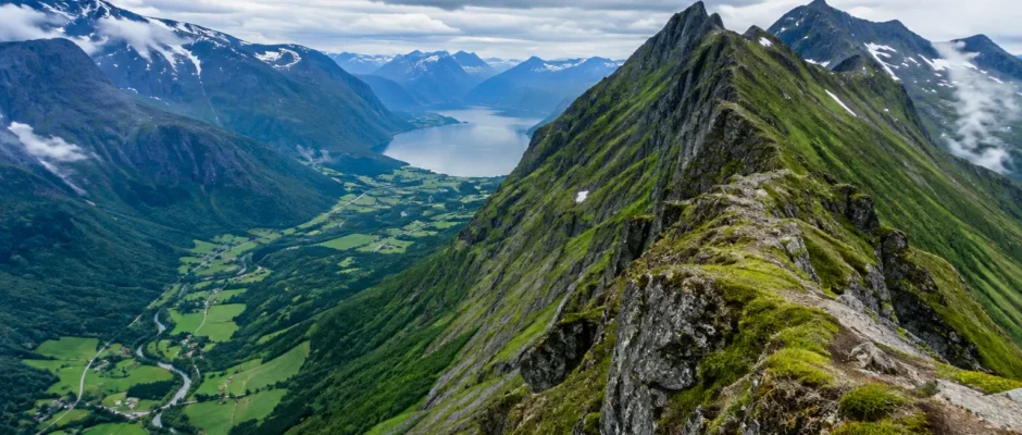 Romsdalseggen mountain ridge in Rauma, Norway, site of September 2026 fall accident