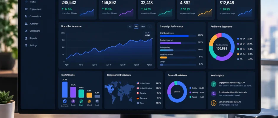 Dashboard showing brand visibility metrics across AI search platforms