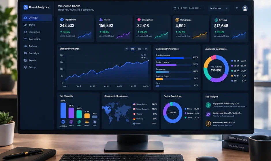 Dashboard showing brand visibility metrics across AI search platforms