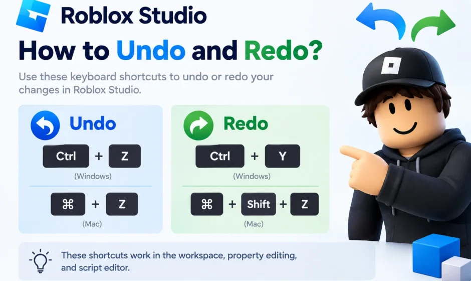 How to Undo and Redo in Roblox Studio