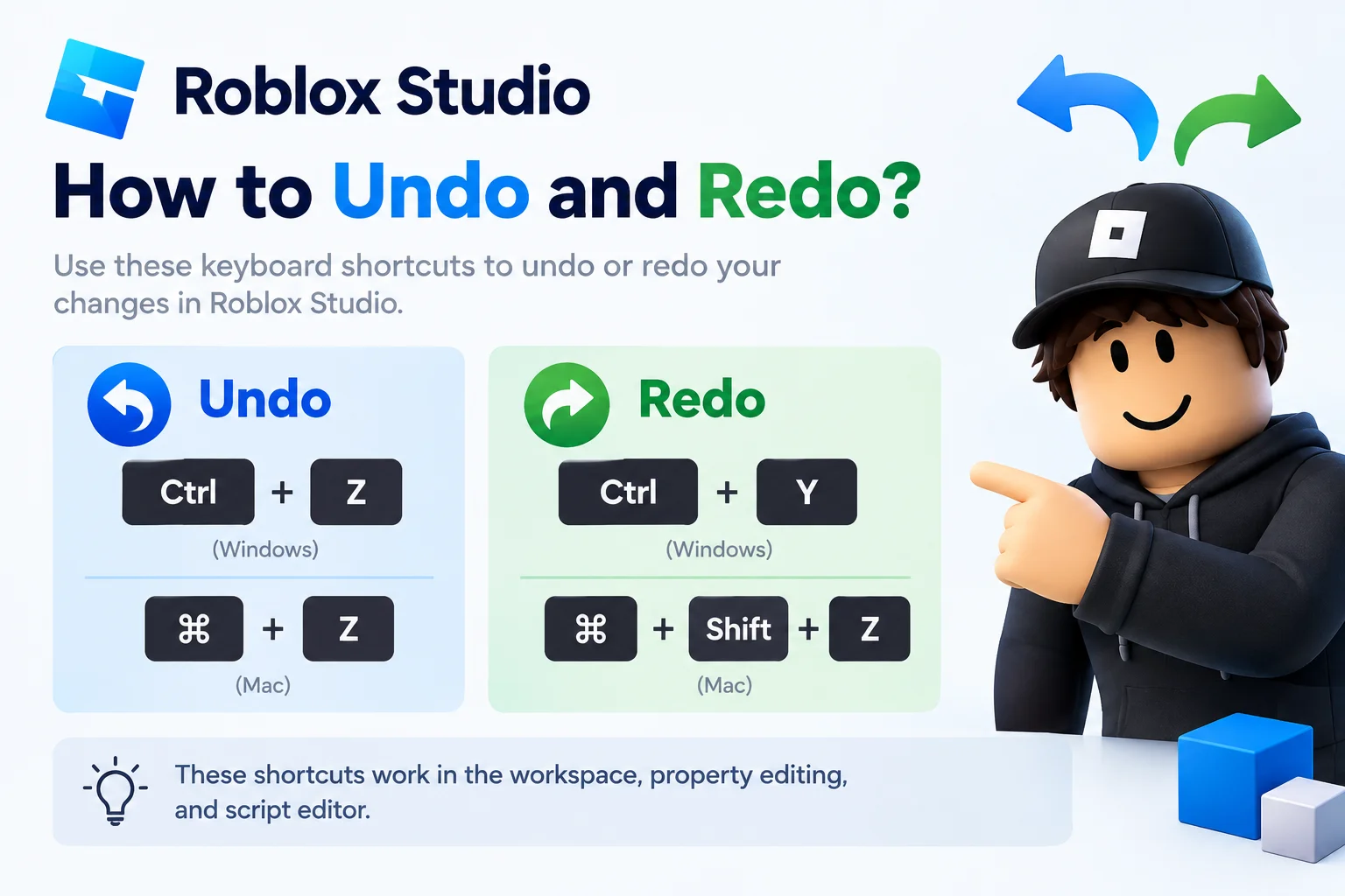 How to Undo and Redo in Roblox Studio?