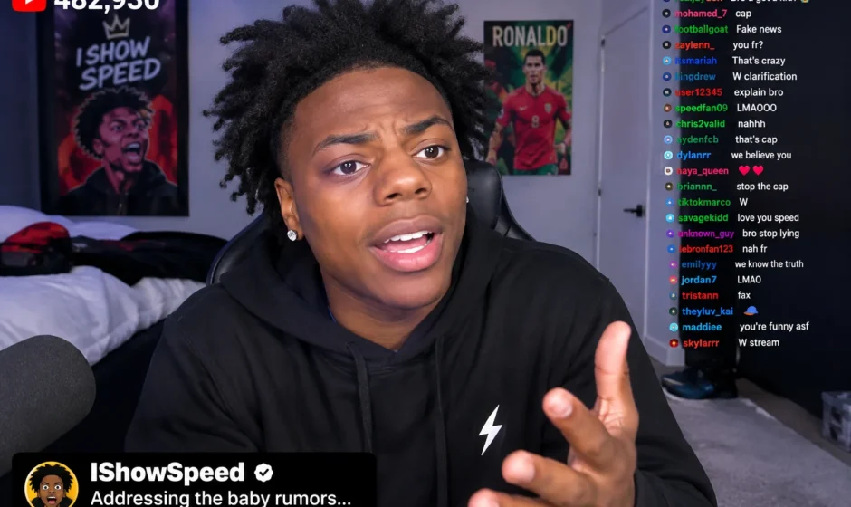 IShowSpeed addressing baby rumors during a livestream