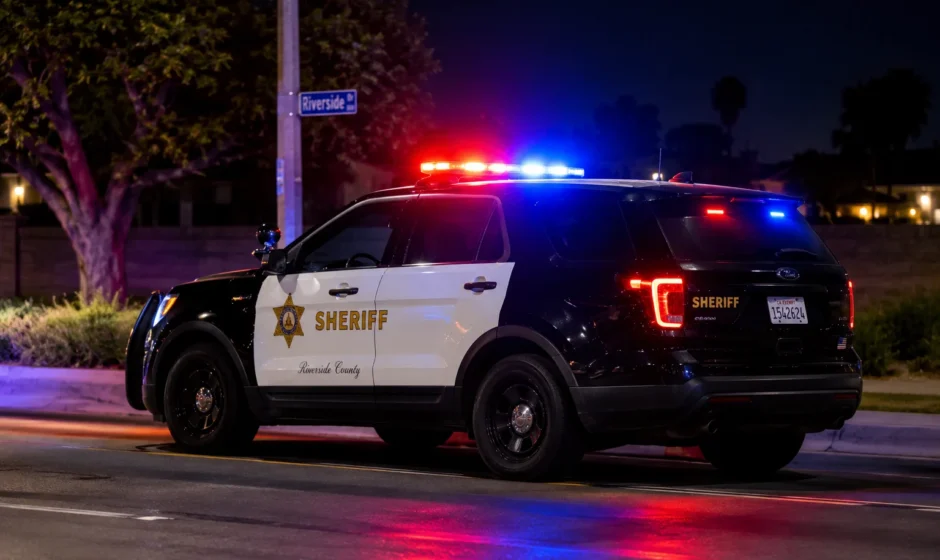 California sheriff patrol vehicle at night representing the Jonathan Taylor Thomas traffic stop arrest