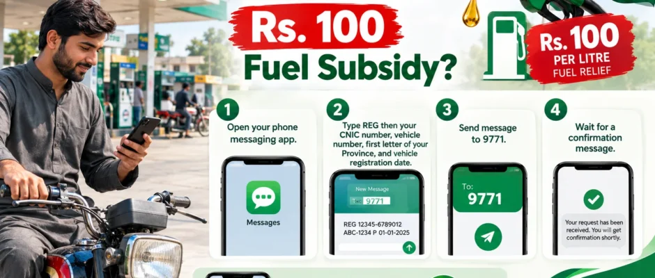 Register for Pakistan's Rs 100 Fuel Subsidy