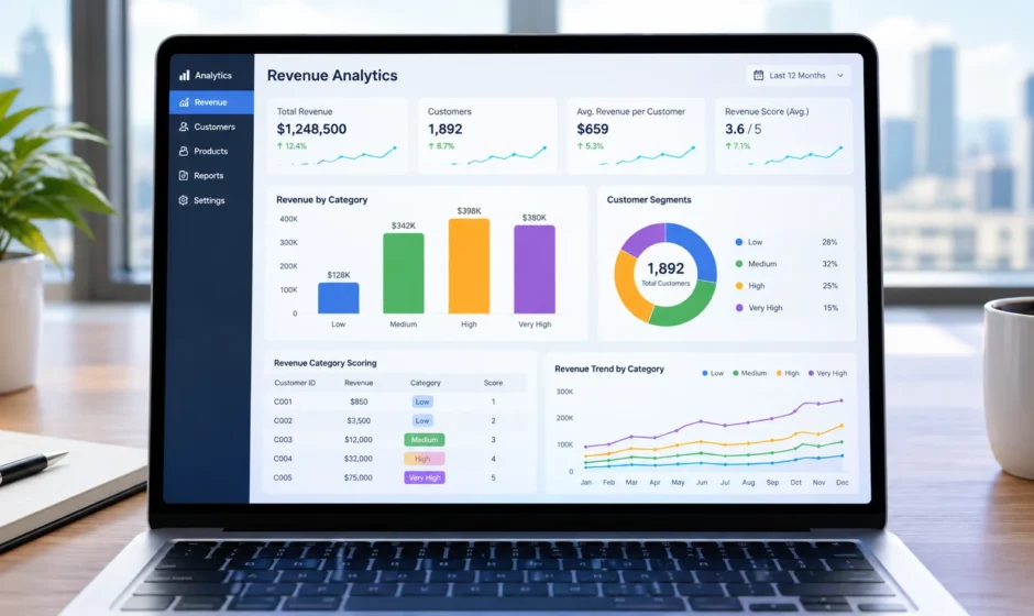 Revenue category scoring model in business analytics