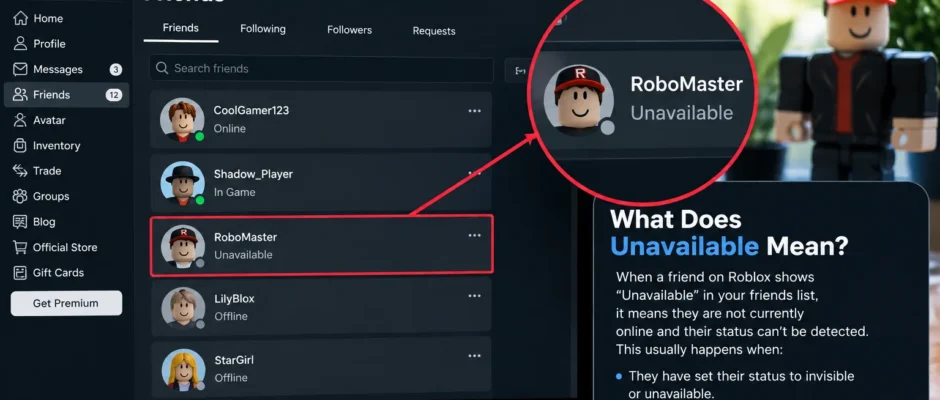 What Does Unavailable Mean on Roblox Friends List?