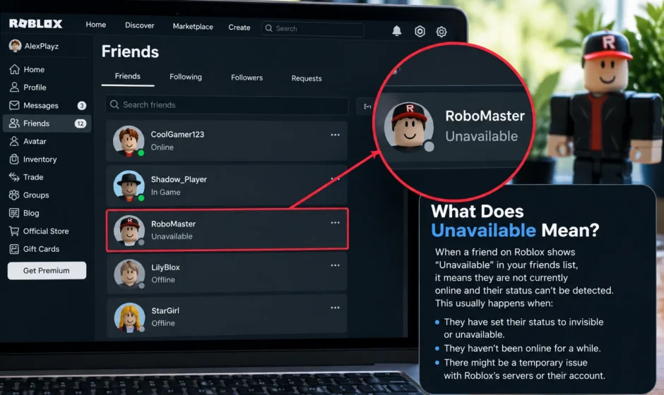 What Does Unavailable Mean on Roblox Friends List?