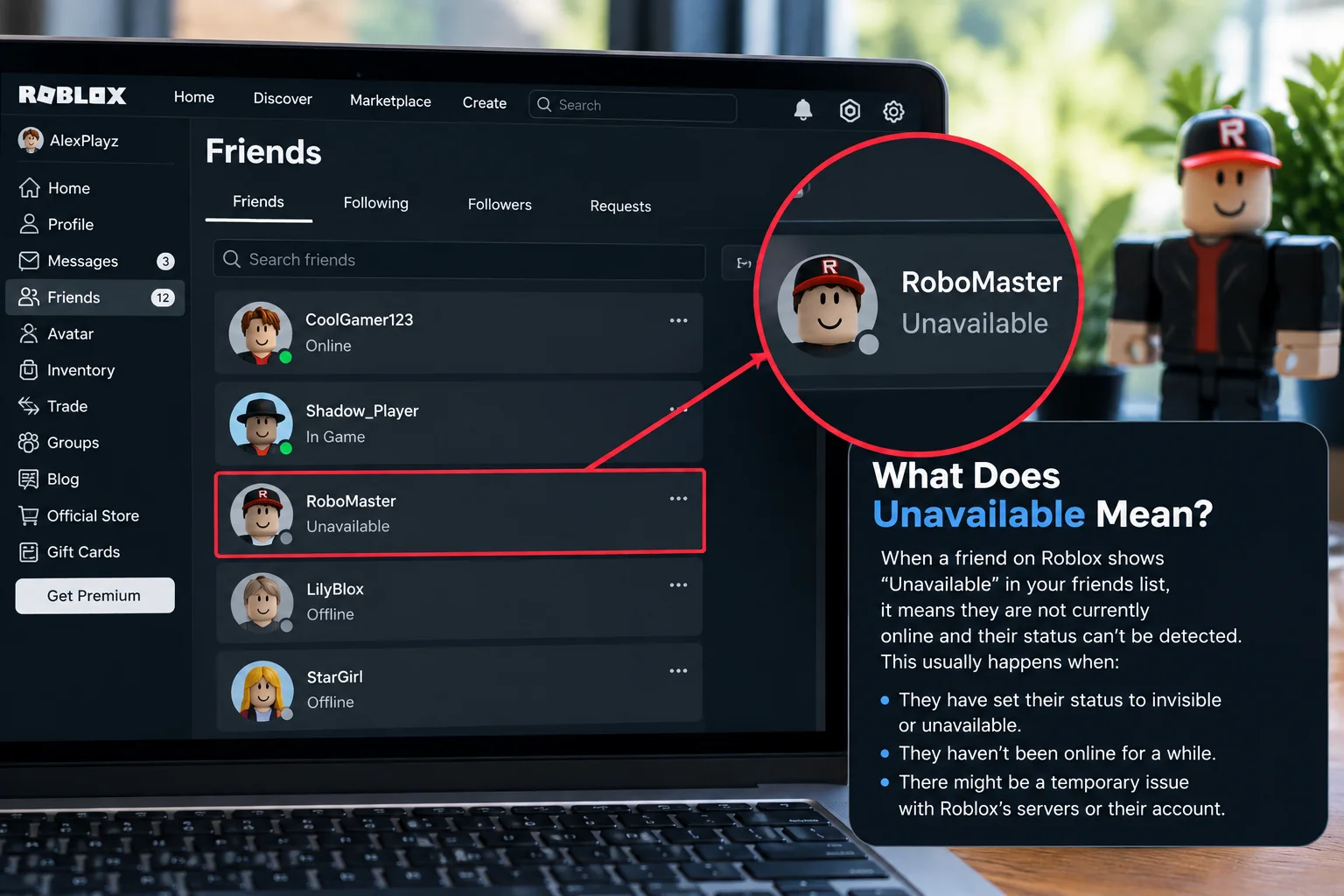 What Does Unavailable Mean on Roblox Friends List?