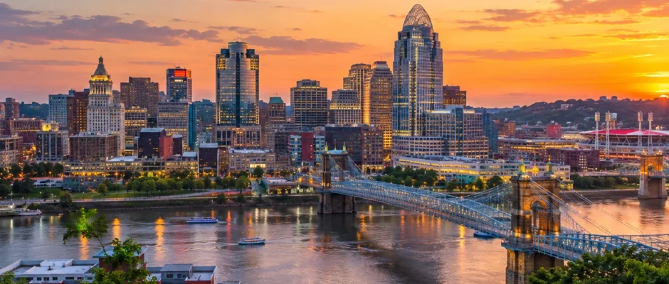 Cincinnati, Ohio skyline, the hometown of IShowSpeed