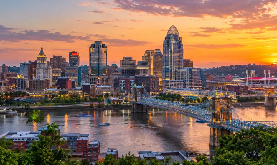 Cincinnati, Ohio skyline, the hometown of IShowSpeed